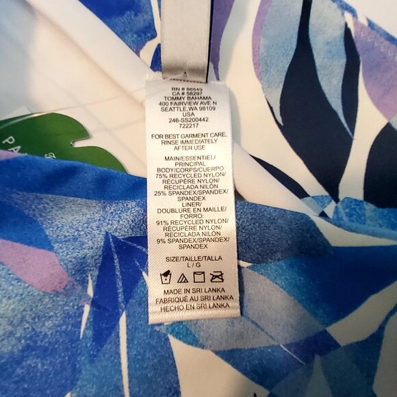 Tommy Bahama Palm Modern High-Waist Bikini Bottom Mare Navy L/6 Sustainably Made - Picture 10 of 11